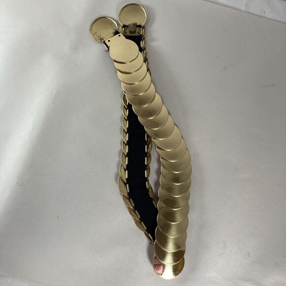 Fish Scale Gold Coin Stretchy Retro Belt 25” Boho Stretchy Glam Disco 70’s-80’s - Picture 10 of 11